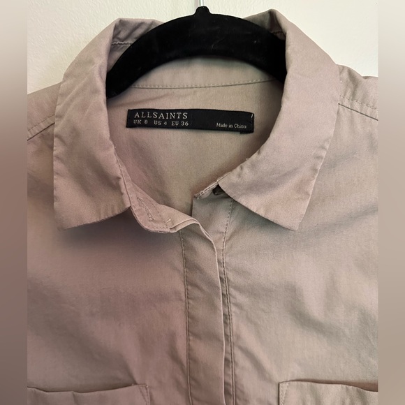 All Saints crop short sleeve cropped button up blouse Size 4 - Picture 3 of 9